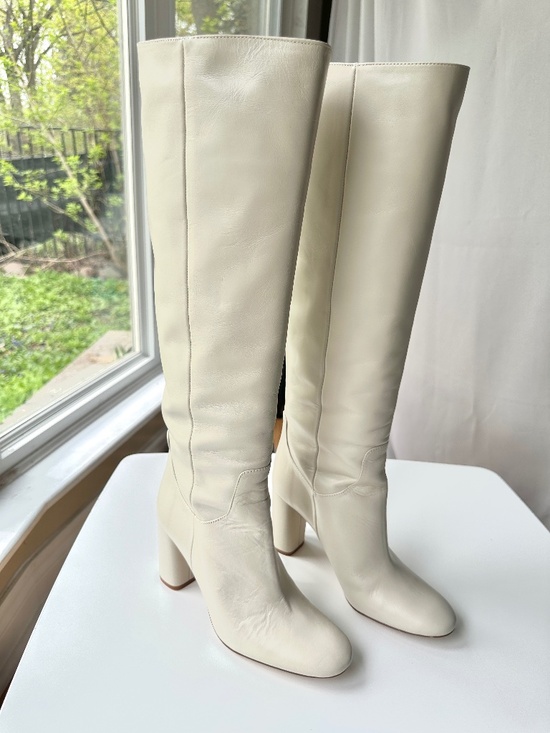 Zara Shoes - NWT Zara Off-white Cream Bone Knee-high Leather Boots Size 37 US 7